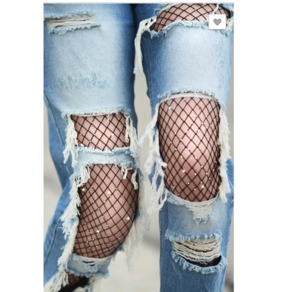 Accessories -  Rhinestone Fishnet Pantyhose Stocking